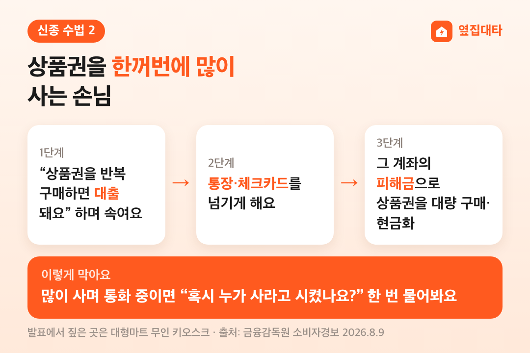 상품권을 한꺼번에 많이 사는 손님